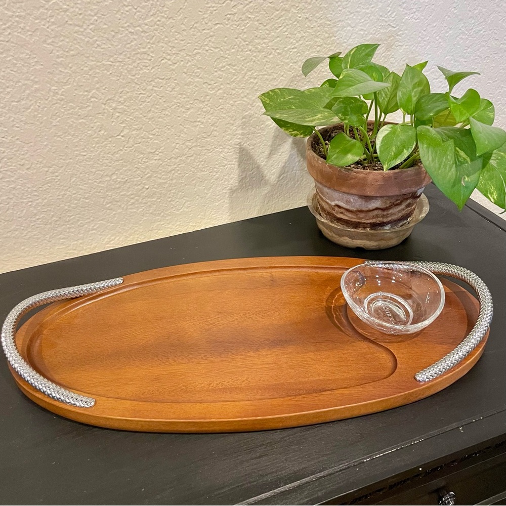 Nambe Braid Serving Board with Dipping Dish